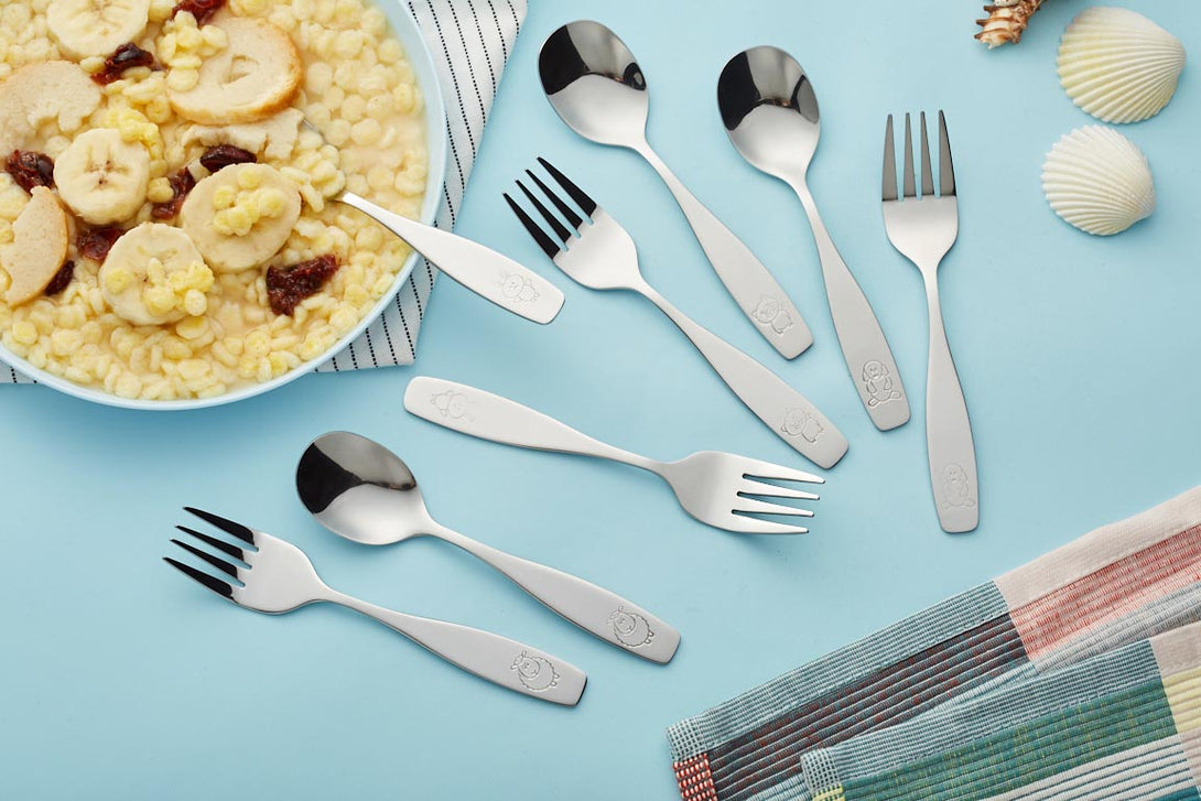 Safety Silverware ANNOVA Kids Safe Silverware 8 Piece Flatware Set Stainless Steel