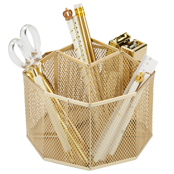 ANNOVA Mesh Rotatable Desk Organizer with 5 Compartments 360°