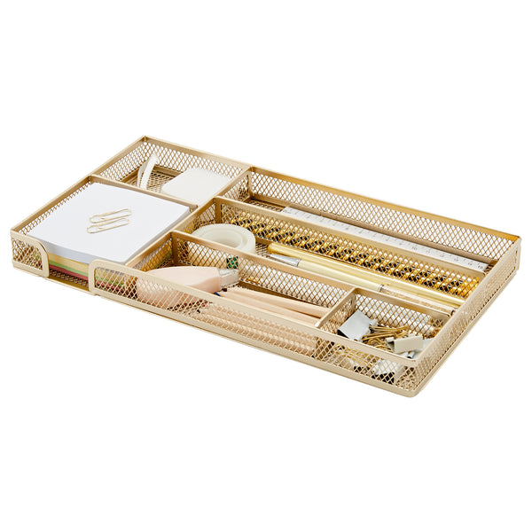 ANNOVA Metal Mesh Small Compartment Desk Drawer Organizer Tray