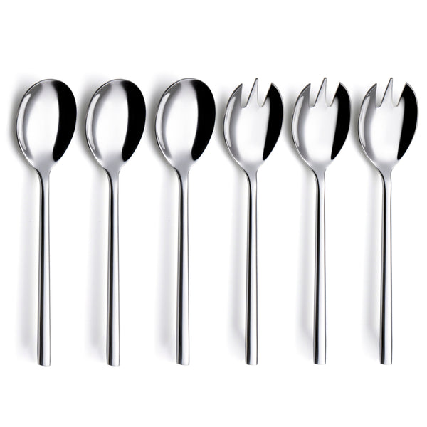 ANNOVA Silverware Set 6 Pieces Serving Set Forged 18/8 Premium Stainless Steel/Flatware - 3 x Serving Forks , 3 x Serving Spoons