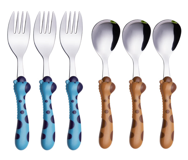 ANNOVA Kids Giraffe Handle Silverware Set 6 Pieces - Childrens Flatware Stainless Steel