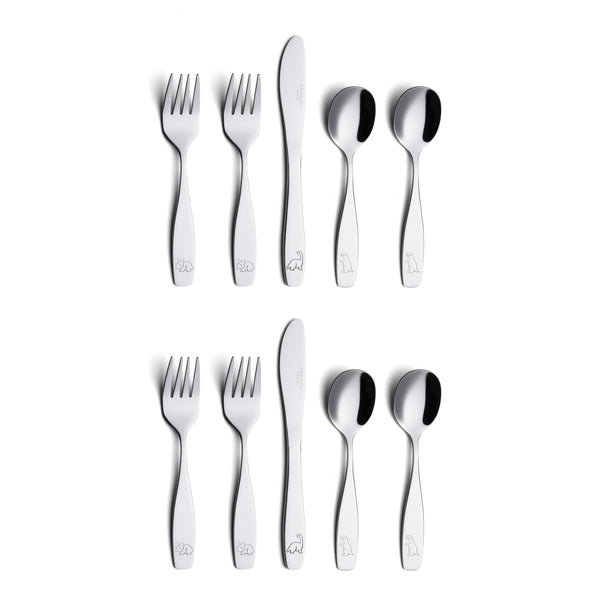 ANNOVA Kids 10 Piece Silverware Children's Safe Flatware Set Stainless Steel